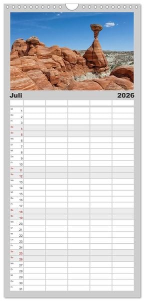 Produktbild: Familienplaner 2026 - USA Deluxe mit 5 Spalten (Wandkalender, 21 x 45 cm) CALVENDO