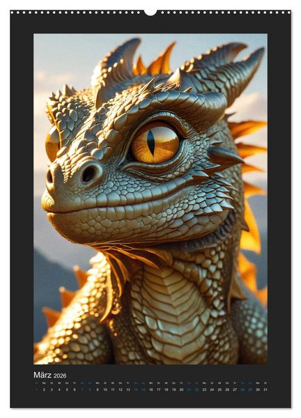Produktbild: Verzauberte Drachen: Ein Jahr voll kleiner Wunder! (hochwertiger Premium Wandkalender 2026 DIN A2 hoch), Kunstdruck in Hochglanz