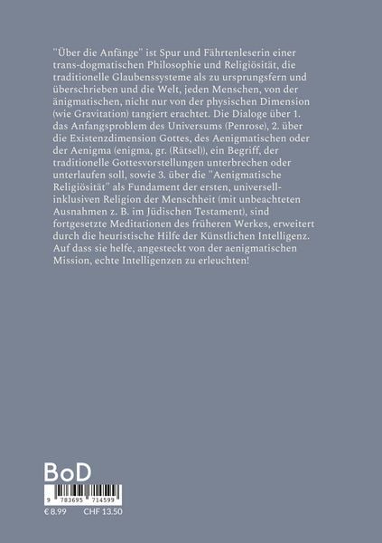 Produktbild: &Uuml;ber die Anf&auml;nge: Philosophieren mit der K.I.