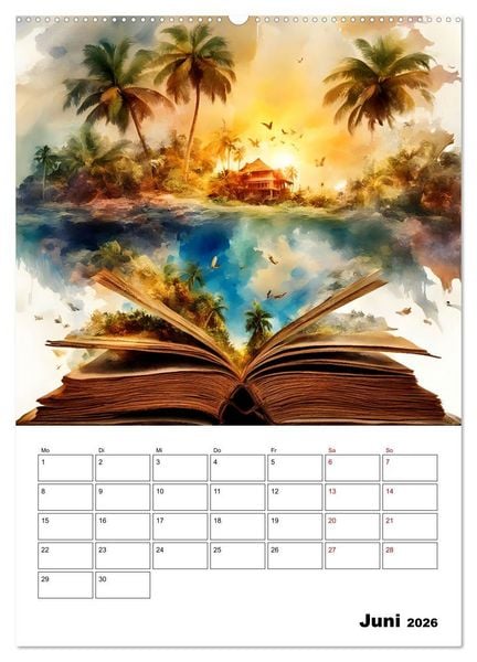 Produktbild: Magische surreale Buchwelten (hochwertiger Premium Wandkalender 2026 DIN A2 hoch), Kunstdruck in Hochglanz