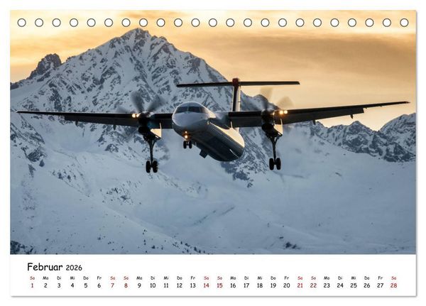 Produktbild: Flugzeuge in beeindruckender Kulisse (Tischkalender 2026 DIN A5 quer), CALVENDO Monatskalender