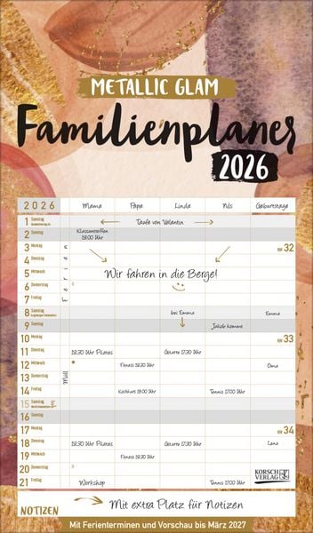 Produktbild: Familienplaner Metallic Glam 2026