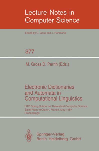 Produktbild: Electronic Dictionaries and Automata in Computational Linguistics