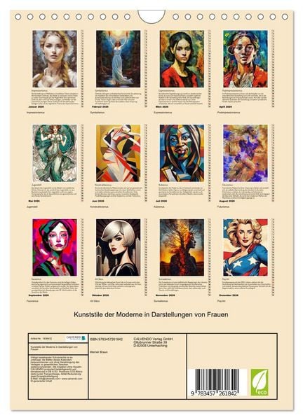 Produktbild: Kunststile der Moderne in Darstellungen von Frauen (Wandkalender 2026 DIN A4 hoch), CALVENDO Monatskalender