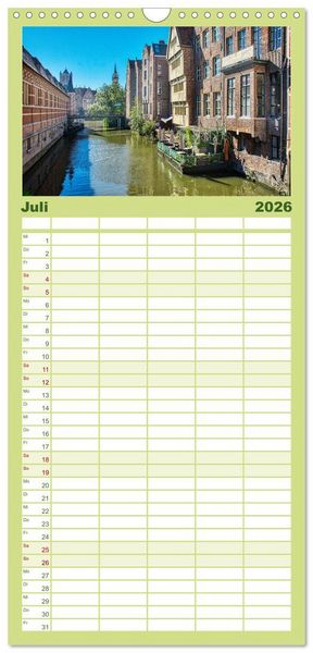Produktbild: Familienplaner 2026 - Gent - staunen und erleben mit 5 Spalten (Wandkalender, 21 x 45 cm) CALVENDO