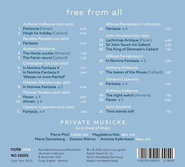 Produktbild: free from all - English Music for Viol Consort