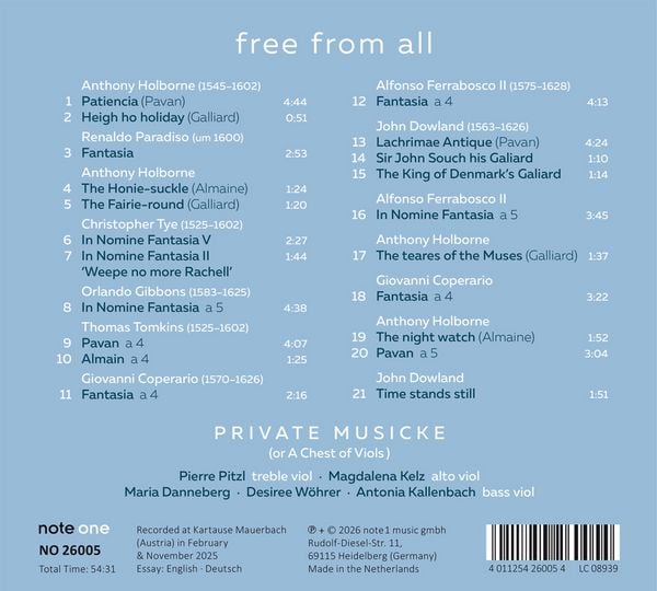 Produktbild: Private Musicke (or: A chest of Viols): free from all - Engl