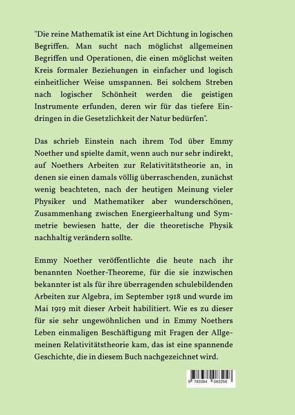 Produktbild: "Eine der sch&ouml;nsten Verbindungen, die zwischen der wahrnehmbaren Welt und ihrer wissenschaftlichen Beschreibung besteht" - die Noether-Theoreme