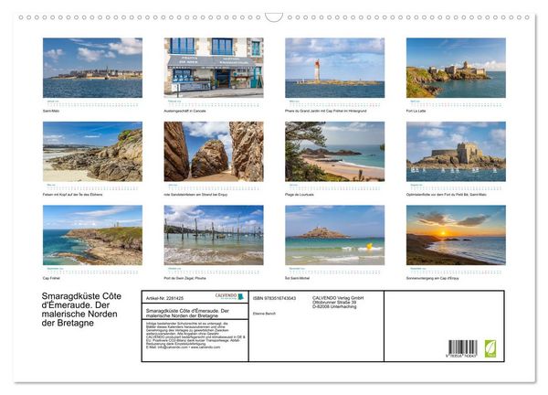 Produktbild: Smaragdk&uuml;ste C&ocirc;te d'&Eacute;meraude. Der malerische Norden der Bretagne (Wandkalender 2026 DIN A2 quer), CALVENDO Monatskalender