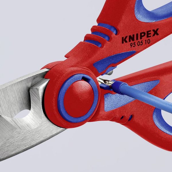 Produktbild: Knipex KNIPEX 95 05 10 SB Elektrikerscheren mit Mehrkomponenten-H&uuml;llen, glasfaserverst&auml;rkt 160 mm 95 05 10 SB