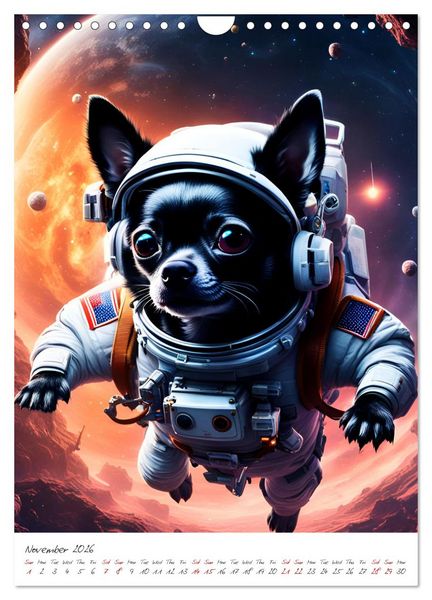 Produktbild: Chihuahua Adventure in Space (Wall Calendar 2026 DIN A4 portrait), CALVENDO 12 Month Wall Calendar