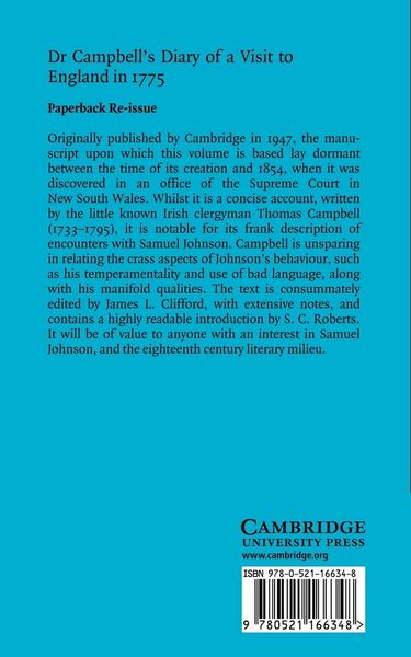 Produktbild: Dr Campbell's Diary of a Visit to England in 1775