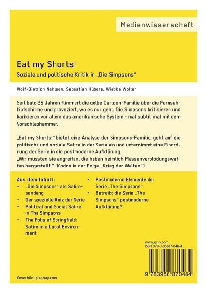 Produktbild: Eat my Shorts! Soziale und politische Kritik in "Die Simpsons"