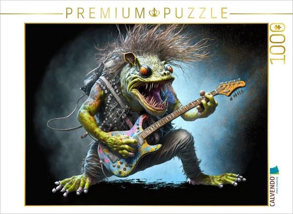 CALVENDO Puzzle Heavy Metal Frosch | 1000 Teile Lege-Größe 64x48cm Foto-Puzzle für glückliche Stunden