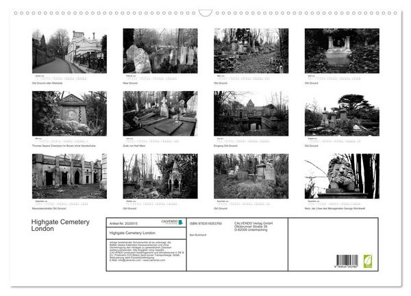 Produktbild: Highgate Cemetery London (Wandkalender 2026 DIN A2 quer), CALVENDO Monatskalender