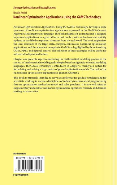 Produktbild: Nonlinear Optimization Applications Using the GAMS Technology