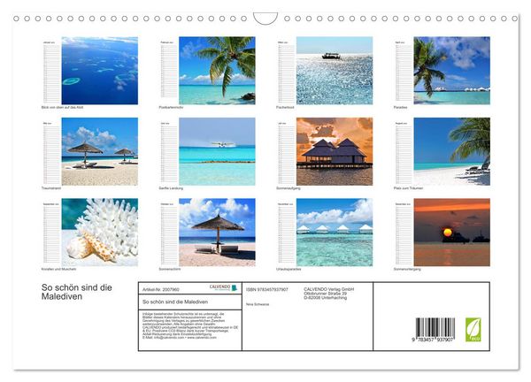 Produktbild: So sch&ouml;n sind die Malediven (Wandkalender 2026 DIN A3 quer), CALVENDO Monatskalender