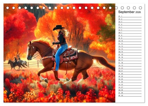 Produktbild: Westernreiten - Jahreszeiten im Sattel (Tischkalender 2026 DIN A5 quer), CALVENDO Monatskalender