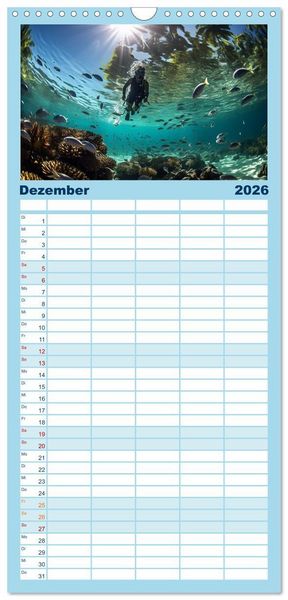 Produktbild: Familienplaner 2026 - Schnorcheltiefe mit 5 Spalten (Wandkalender, 21 x 45 cm) CALVENDO
