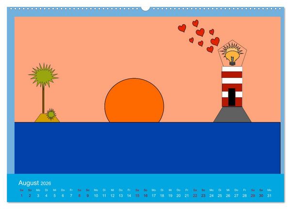 Produktbild: Leuchtturm im Meer (hochwertiger Premium Wandkalender 2026 DIN A2 quer), Kunstdruck in Hochglanz