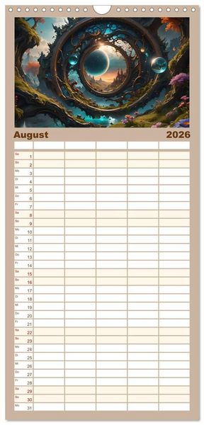 Produktbild: Familienplaner 2026 - Portale in fremde Welten - Mystische Pforten mit 5 Spalten (Wandkalender, 21 x 45 cm) CALVENDO
