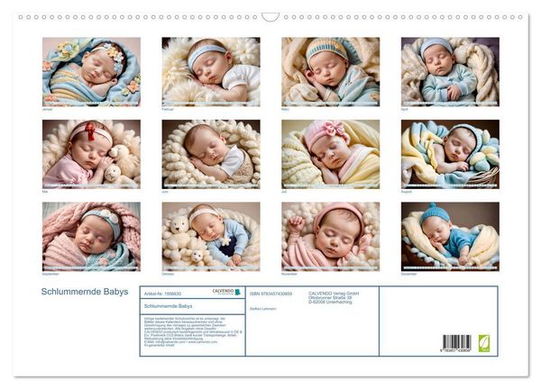 Produktbild: Schlummernde Babys (Wandkalender 2026 DIN A2 quer), CALVENDO Monatskalender
