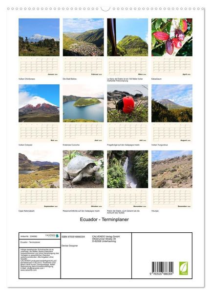Produktbild: Ecuador - Terminplaner (hochwertiger Premium Wandkalender 2026 DIN A2 hoch), Kunstdruck in Hochglanz