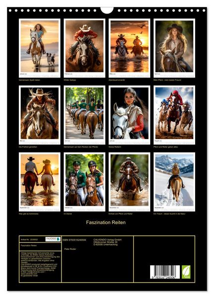 Produktbild: Faszination Reiten (Wandkalender 2026 DIN A3 hoch), CALVENDO Monatskalender