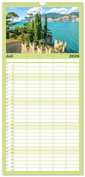 Produktbild: Familienplaner 2026 - Malcesine am Gardasee mit 5 Spalten (Wandkalender, 21 x 45 cm) CALVENDO