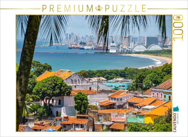 Produktbild: CALVENDO Puzzle Skyline Recifes im Hintergrund, Olinda, Brasilien | 1000 Teile Lege-Gr&ouml;&szlig;e 64x48cm Foto-Puzzle f&uuml;r gl&uuml;ckliche Stunden