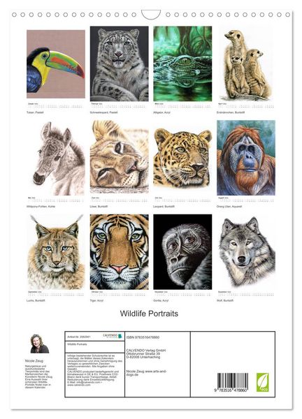 Produktbild: Wildlife Portraits (Wandkalender 2026 DIN A3 hoch), CALVENDO Monatskalender
