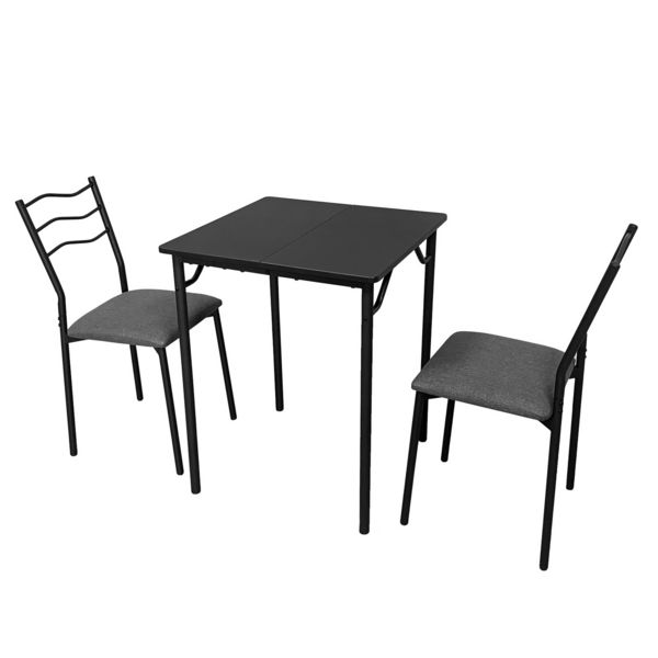 Produktbild: HTI-Living Essgruppe Thora 3-teilig Tischplatte Schwarz Essgruppe Thora 3-teilig Tischplatte Schwarz