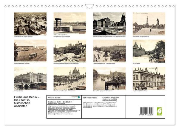Produktbild: Gr&uuml;&szlig;e aus Berlin &ndash; Die Stadt in historischen Ansichten (Wandkalender 2026 DIN A3 quer), CALVENDO Monatskalender