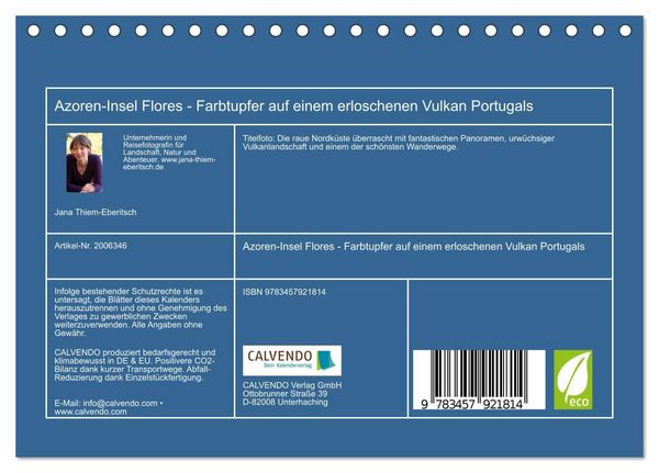 Produktbild: Azoren-Insel Flores - Farbtupfer auf einem erloschenen Vulkan Portugals (Tischkalender 2026 DIN A5 quer), CALVENDO Monatskalender