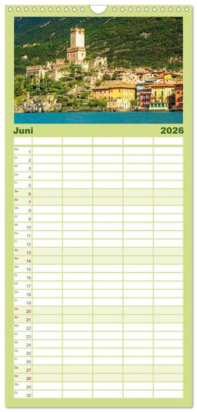 Produktbild: Familienplaner 2026 - Malcesine am Gardasee mit 5 Spalten (Wandkalender, 21 x 45 cm) CALVENDO