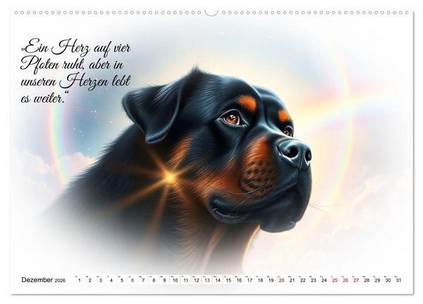 Produktbild: Hunde &uuml;ber der Regenbogenbr&uuml;cke (hochwertiger Premium Wandkalender 2026 DIN A2 quer), Kunstdruck in Hochglanz
