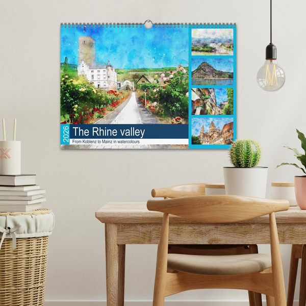 Produktbild: The Rhine valley - From Koblenz to Mainz in watercolours (Wall Calendar 2026 DIN A3 landscape), CALVENDO 12 Month Wall Calendar