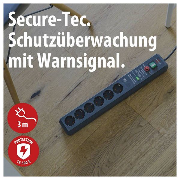 Produktbild: Brennenstuhl 1159540376 &Uuml;berspannungsschutz-Steckdosenleiste 6fach Anthrazit Schutzkontakt 1 St.