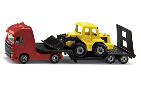 Produktbild: Siku 1616 - Volvo Tieflader mit Radlader rot/gelb, 155x36x46mm