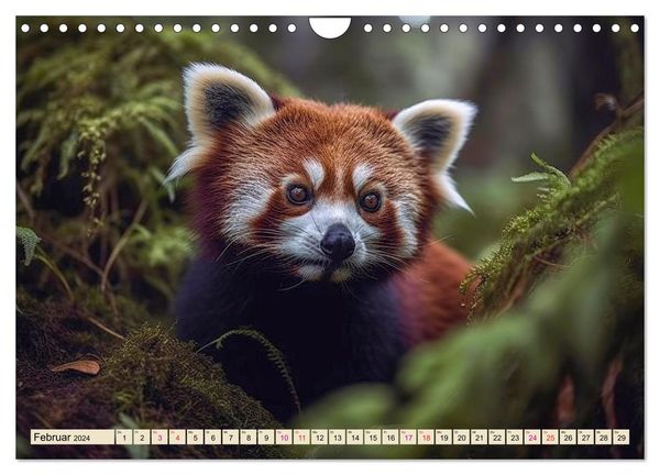 Roter Panda - gefährdeter Katzenbär (Wandkalender 2024 DIN A4 quer