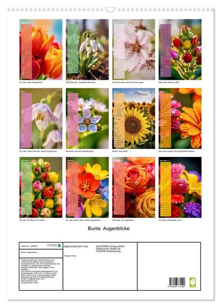 Produktbild: Bunte Augenblicke (Wandkalender 2027 DIN A2 hoch), CALVENDO Monatskalender