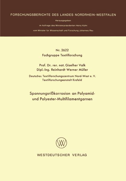 Produktbild: Spannungsri&szlig;korrosion an Polyamid- und Polyester-Multifilamentgarnen