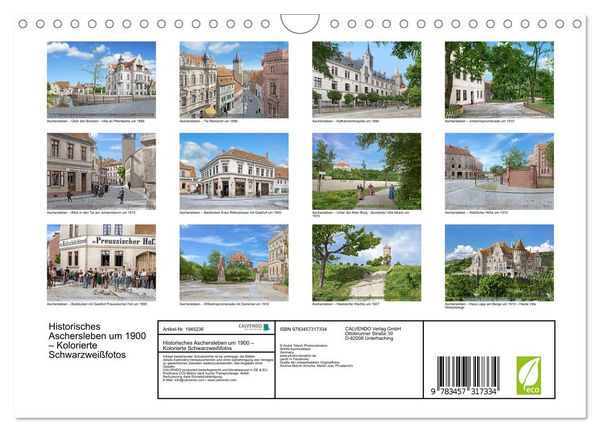 Produktbild: Historisches Aschersleben um 1900 &ndash; Kolorierte Schwarzwei&szlig;fotos (Wandkalender 2026 DIN A4 quer), CALVENDO Monatskalender