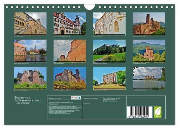 Produktbild: Burgen- und Schl&ouml;sserreise durch Deutschland (Wandkalender 2026 DIN A4 quer), CALVENDO Monatskalender