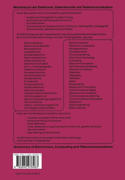 Produktbild: W&ouml;rterbuch der Elektronik, Datentechnik und Telekommunikation / Dictionary of Electronics, Computing and Telecommunications
