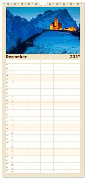Produktbild: Familienplaner 2027 - Berge. Wege in die Natur mit 5 Spalten (Wandkalender, 21 x 45 cm) CALVENDO