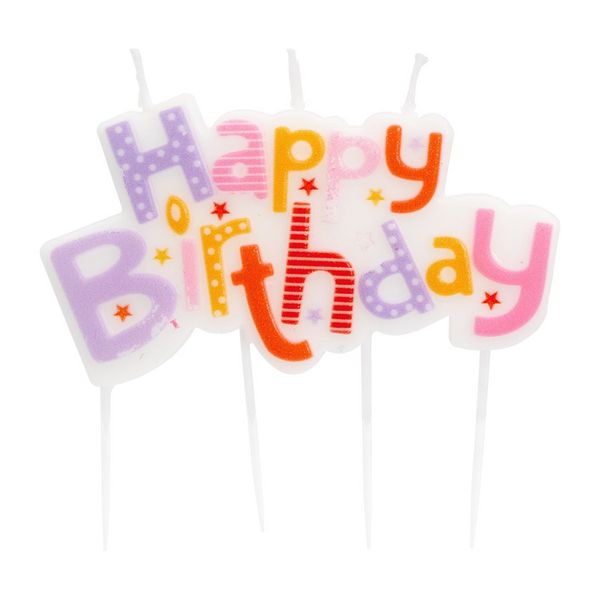 Produktbild: Idena Partykerze Happy Birthday lila/rosa