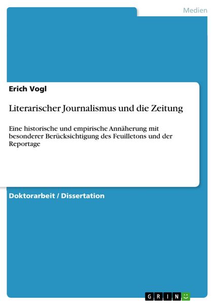 Produktbild: Literarischer Journalismus und die Zeitung