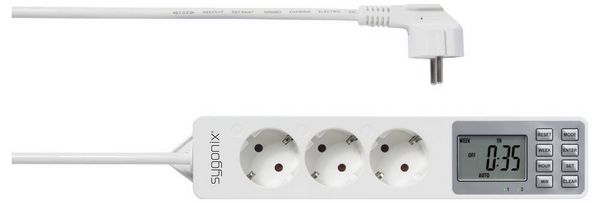 Produktbild: Sygonix SY-4675078 Steckdosenleiste mit Schaltuhr 3fach Wei&szlig; Schutzkontakt 1St.