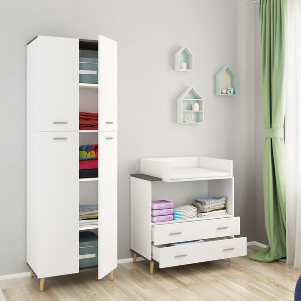 Produktbild: Holz Dielenschrank Mehrzweckschrank Schrank Landos